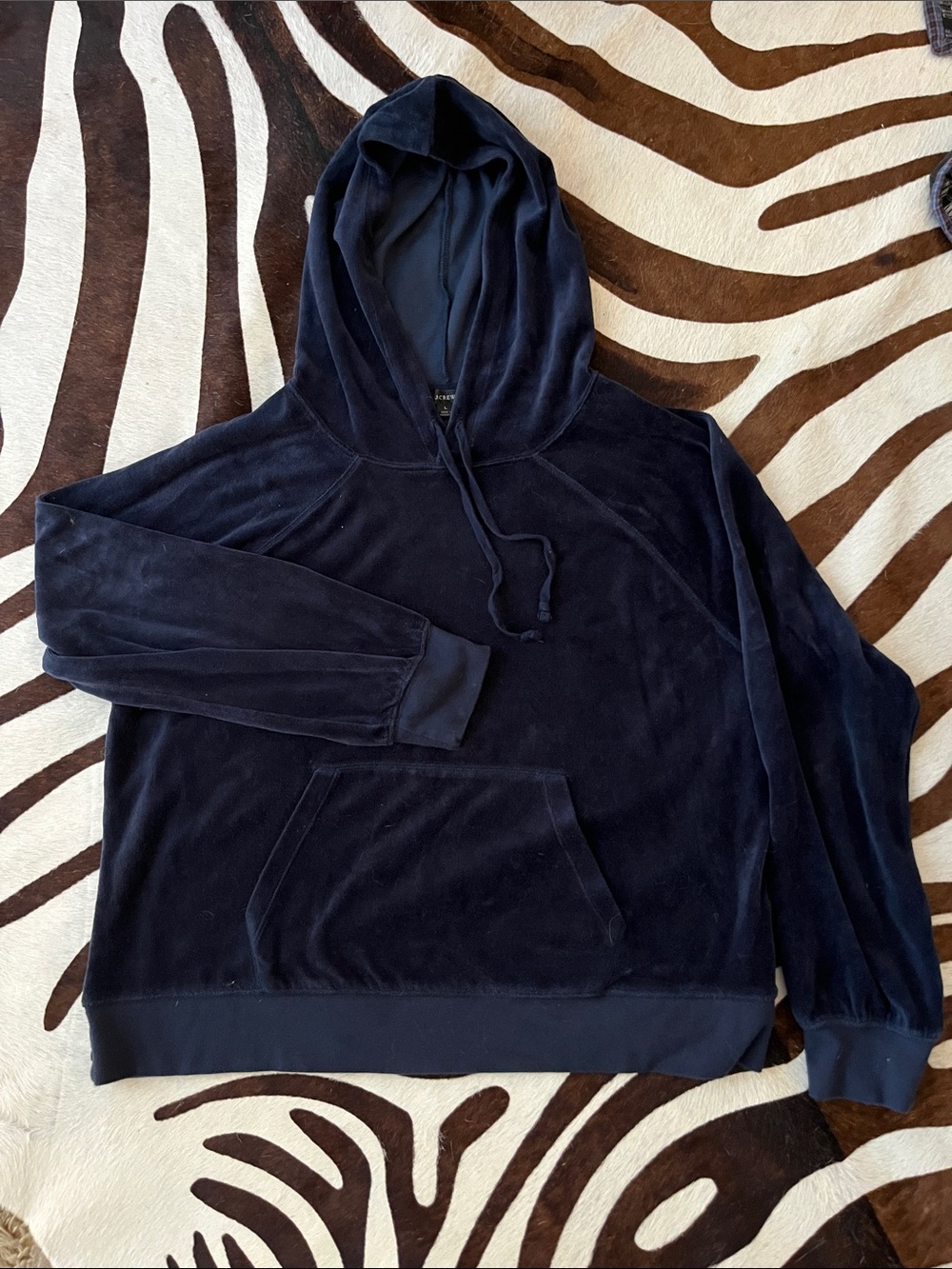 J. Crew Women’s Navy Velour Hooded Pullover